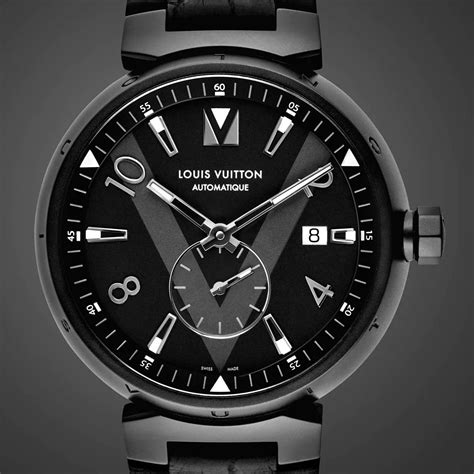 louis vuitton tambour all black 34 black. size|louis vuitton watches tambour.